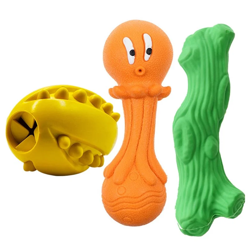 - Pet educational toy recommendationsGoofy Tails Natural Rubber Dog Toys Combo - Studded Rugby Dog Ball+Octopus+Tree Trunk - Pet educational toy recommendationsGoofy Tails Natural Rubber Dog Toys Combo - Studded Rugby Dog Ball+Octopus+Tree Trunk