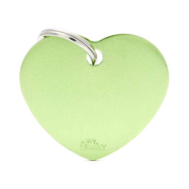 . **Pet collar with custom engraving**Big aluminium Green Heart