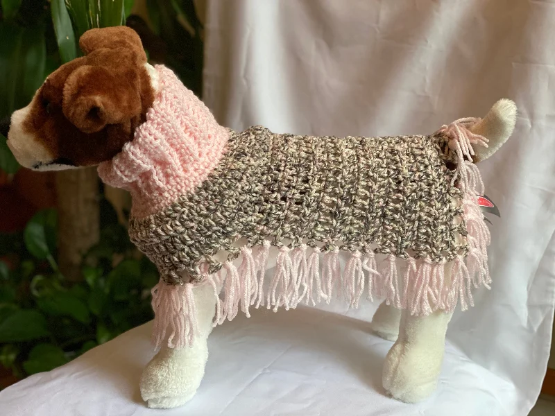 Classification by function or use:Light Pink and Gray Dog Poncho/Sweater
