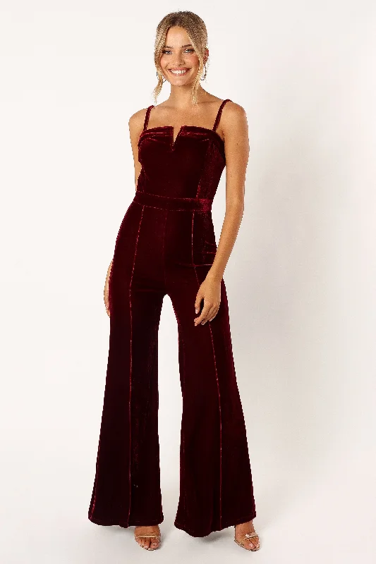 - Pet stroller can be taken on the planeLexie Velvet Jumpsuit - Burgundy