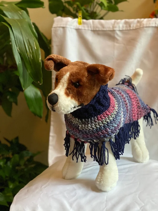 Pet holiday dress-up clothesBlue and Red Dog Poncho/Sweater