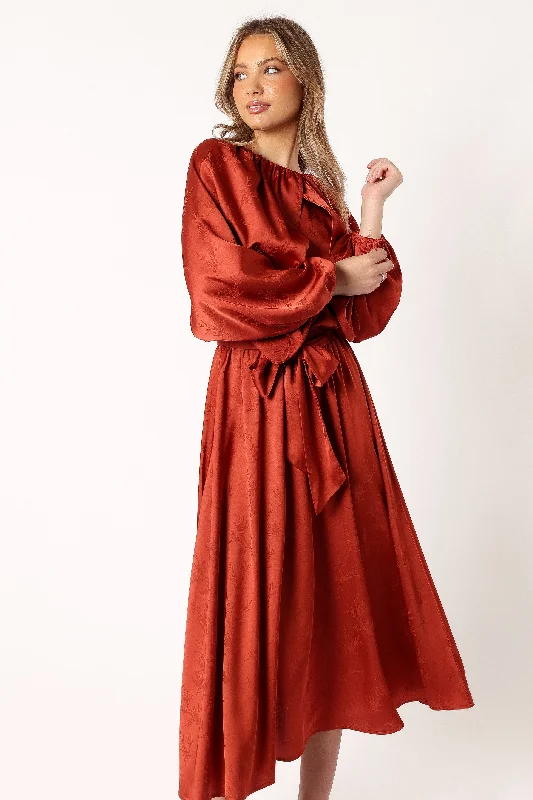 - Pet tear stain cleaning wipesLexie Long Sleeve Midi Dress - Bronze