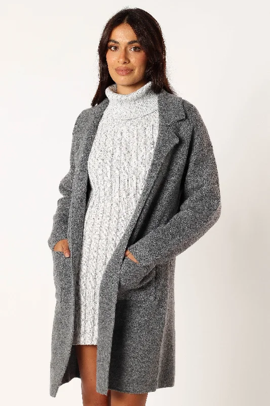 ---Skylar Open Front Coatigan - Grey