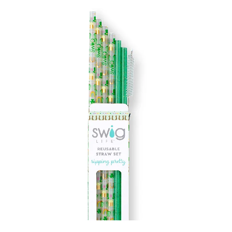 - Parrot climbing and standing wooden frameLucky Charm + Green Glitter Reusable Straw Set