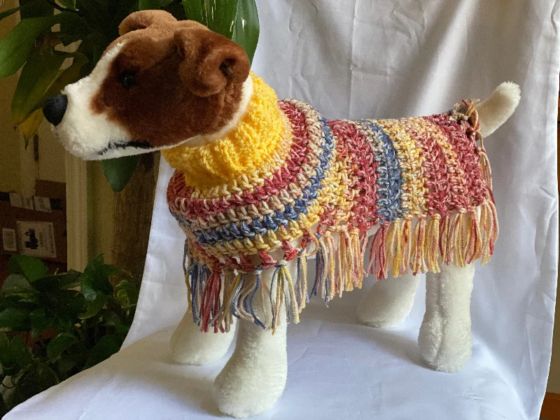 Classification by season or weather:Blue and Red Dog Poncho/Sweater