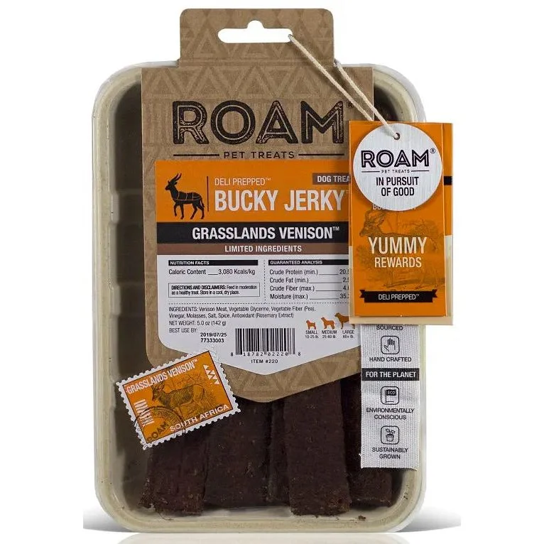 - Pet monitor with cameraRoam Bucky Jerky Grasslands Venison Dog Treats 5oz