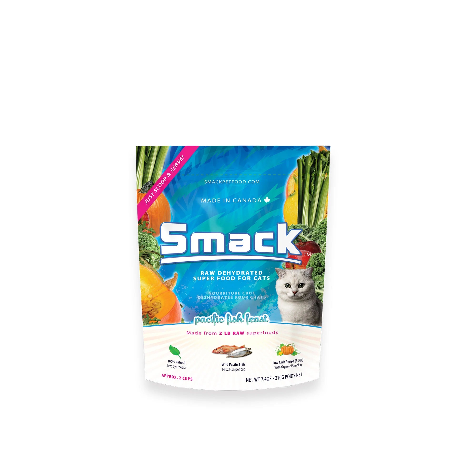    - Cat food for coat health  Smack Cat Pacific Fish Feast Dehydrated Raw