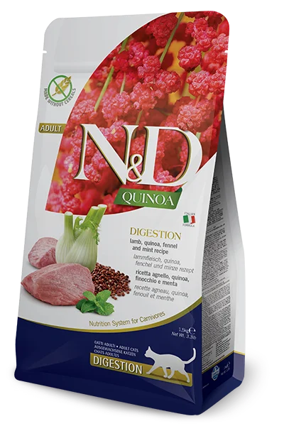    - Cat food for pregnant and nursing cats  Farmina N&D Cat Quinoa Digestion Lamb