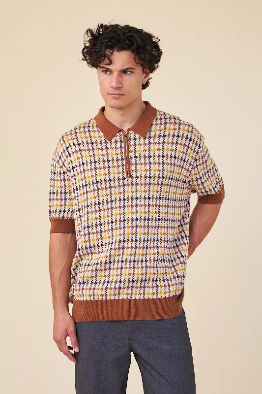 - Car dog seat beltFINN 1/4 ZIP DOGTOOTH KNIT POLO