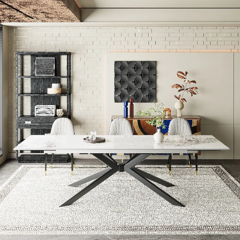  -Splash-proof food bowl AND Anti-choking slow food bowl110.24'' Extendable Rectangular Sintered Stone Dining Table - 78.74" to 110.24"