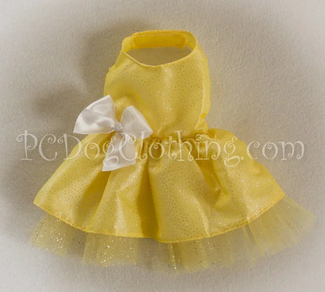 Pet rehabilitation recovery clothes (such as post-operative clothes)Spring Yellow Shimmer and Sparkle Dress