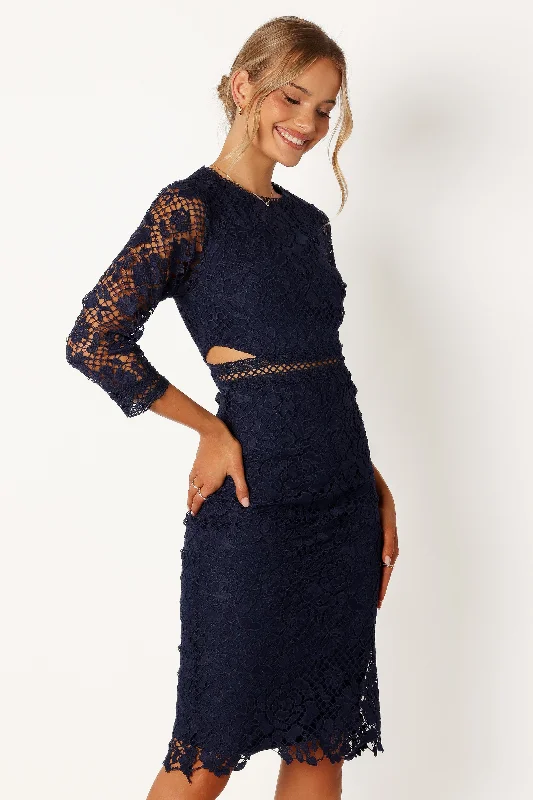 - Solid wood cat climbing frame customizedPia Long Sleeve Midi Dress - Navy