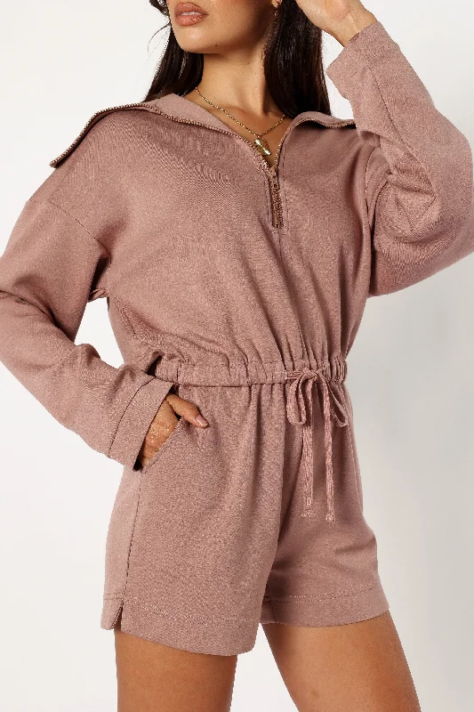 ---Peri Sweater Romper - Mocha
