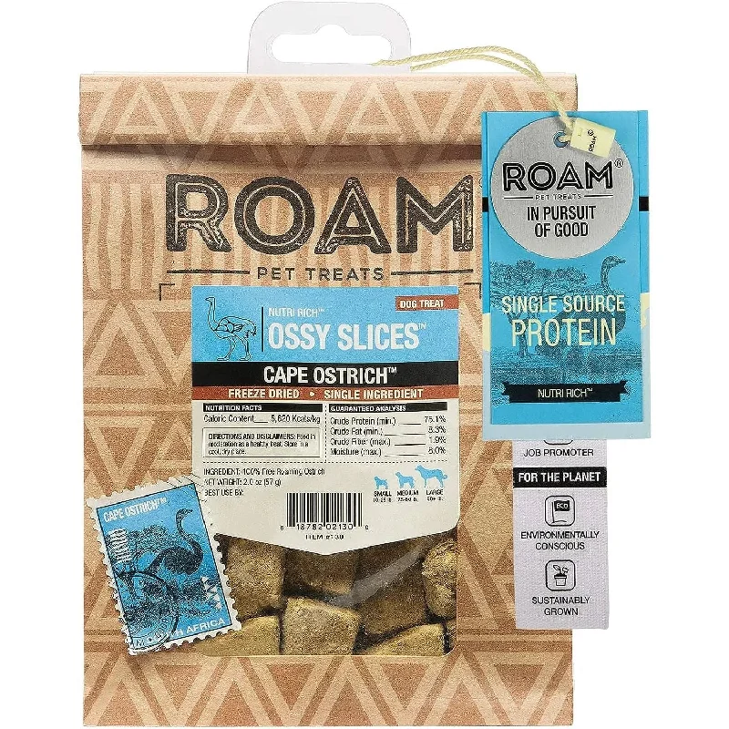 - Dog disposable foam shower gelRoam Pet Ossy Slices Ostrich Novel Protein Freeze Dried Dog Treats 2 oz.