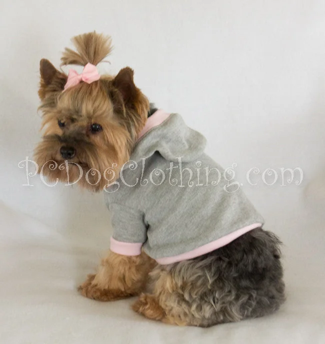 Pet birthday party clothesGray and Pink Knit Hoodie