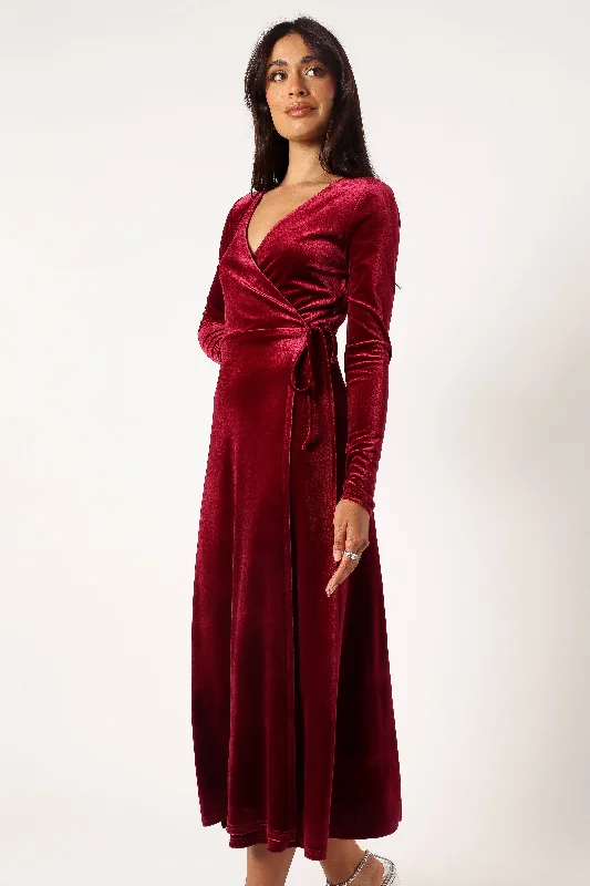 - Pet stroller can be taken on the planeDarby Long Sleeve Midi Dress - Burgundy