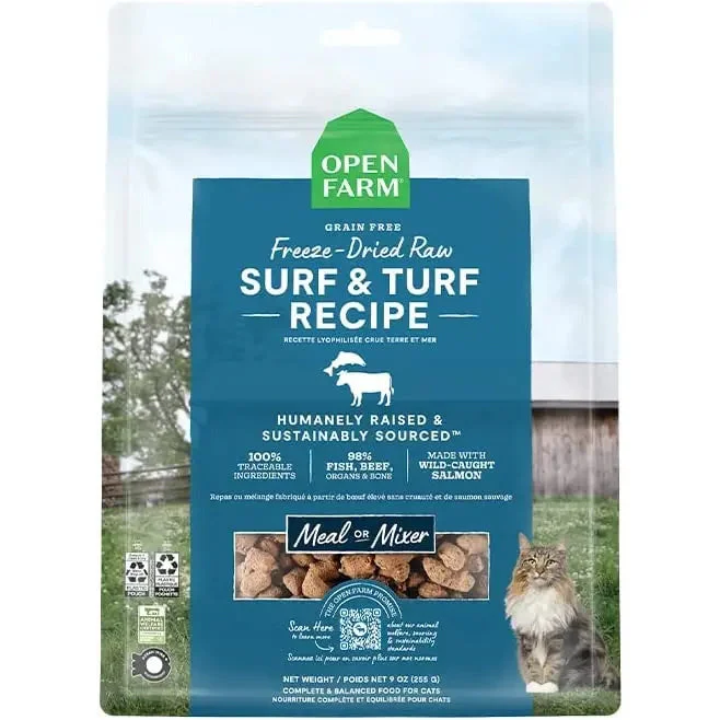 - Natural latex pet mattressOpen Farm Surf & Turf Freeze-Dried Raw Morsels Cat Food