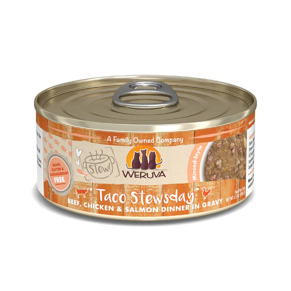  . **Health and Nutrition**  Weruva Cat Stews Taco Stews day Beef Chkn & Salmon