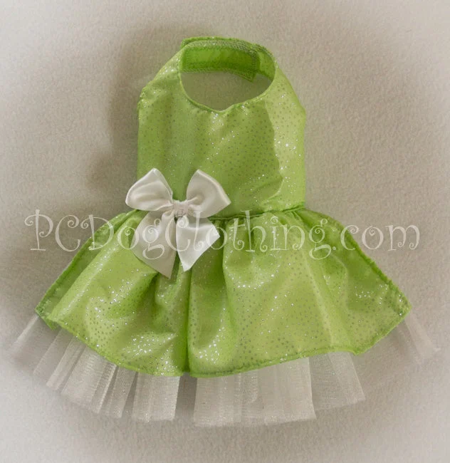 Pet holiday dress-up clothesSpring Green Shimmer and Sparkle Dress