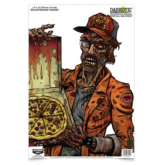 ---Birchwood Casey Darkotic Zombie Pizza Delivery Hanging Paper Target 12" X 18" 8 Per Pack ---Birchwood Casey Darkotic Zombie Pizza Delivery Hanging Paper Target 12" X 18" 8 Per Pack