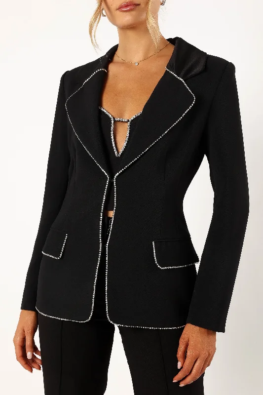 - Automatic induction pet water dispenserShiloh Crystal Embellished Blazer - Black