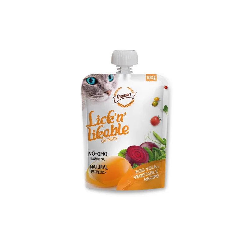    - Grain-free cat food recommendations  GNAWLERS Lick N Likable Treat Egg-Yolk & Vegetable Flavour