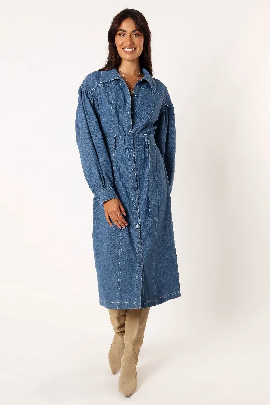 - ​​Pet toys under    yuanKocoa Long Sleeve Midi Dress - Denim