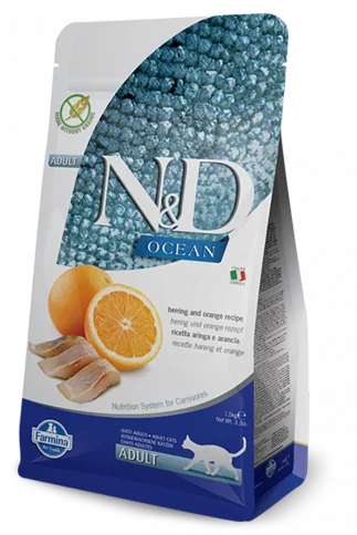    - Cat food for dental health  Farmina N&D Cat Ocean Herring & Orange