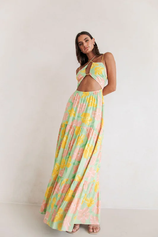 Addis Dress - Rose Fill Green