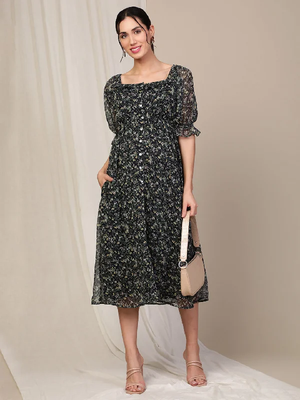 Black Floral Pregnancy Dress