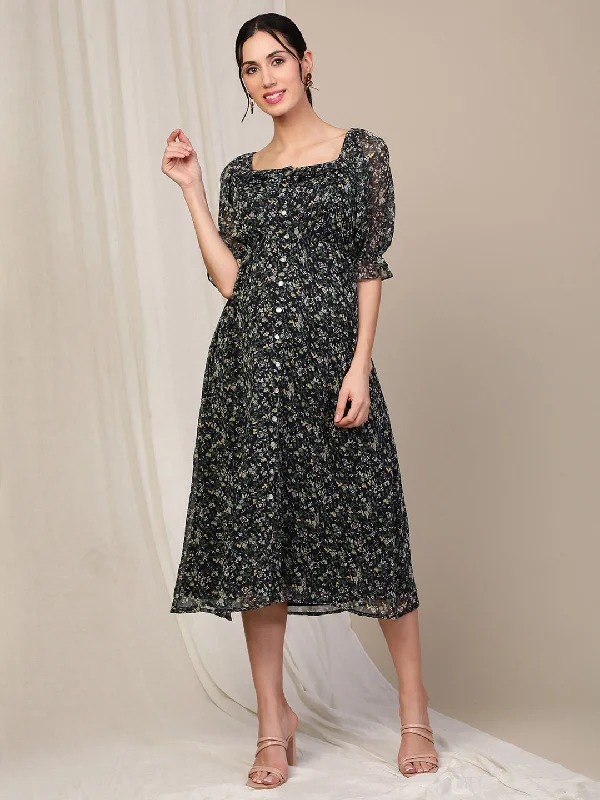 Black Floral Pregnancy Dress