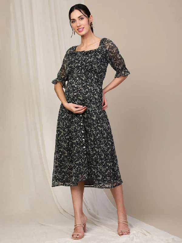 Black Floral Pregnancy Dress