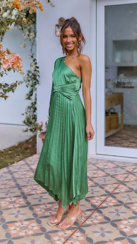 Brooklyn One Shoulder Midi Dress - Green