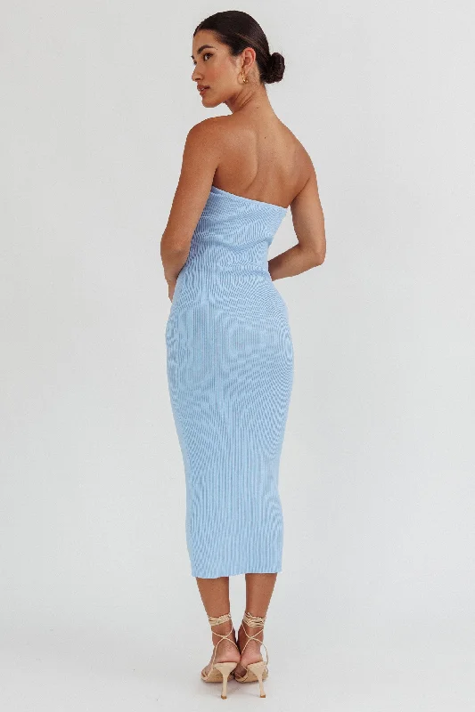 Real Talk Sweetheart Neckline Midi Dress Blue