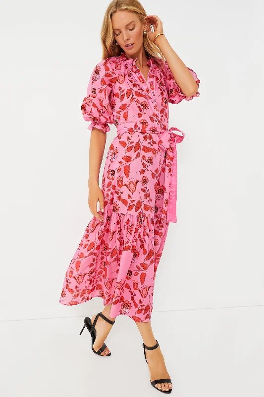 Red and Pink Floral Saratoga Cotton Dress