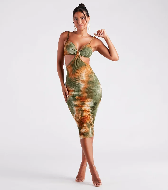 Summer In Tie Dye Cutout Midi Dress