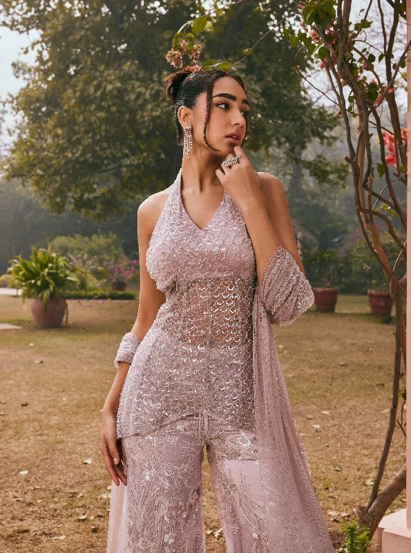 Aida Blush Pink Embroidered Sharara Set