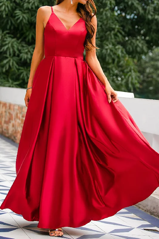 Burgundy Satin Prom Dress