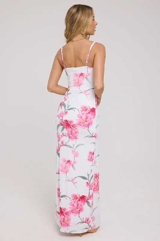 Luck & Trouble Peony Passion Maxi Dress White Print