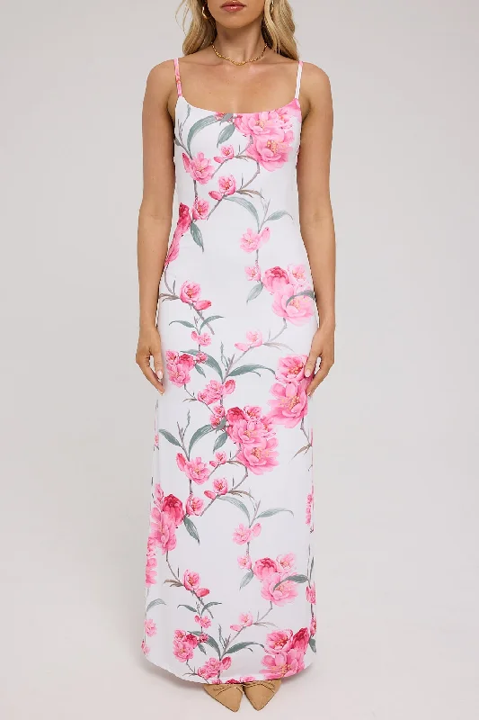 Luck & Trouble Peony Passion Maxi Dress White Print