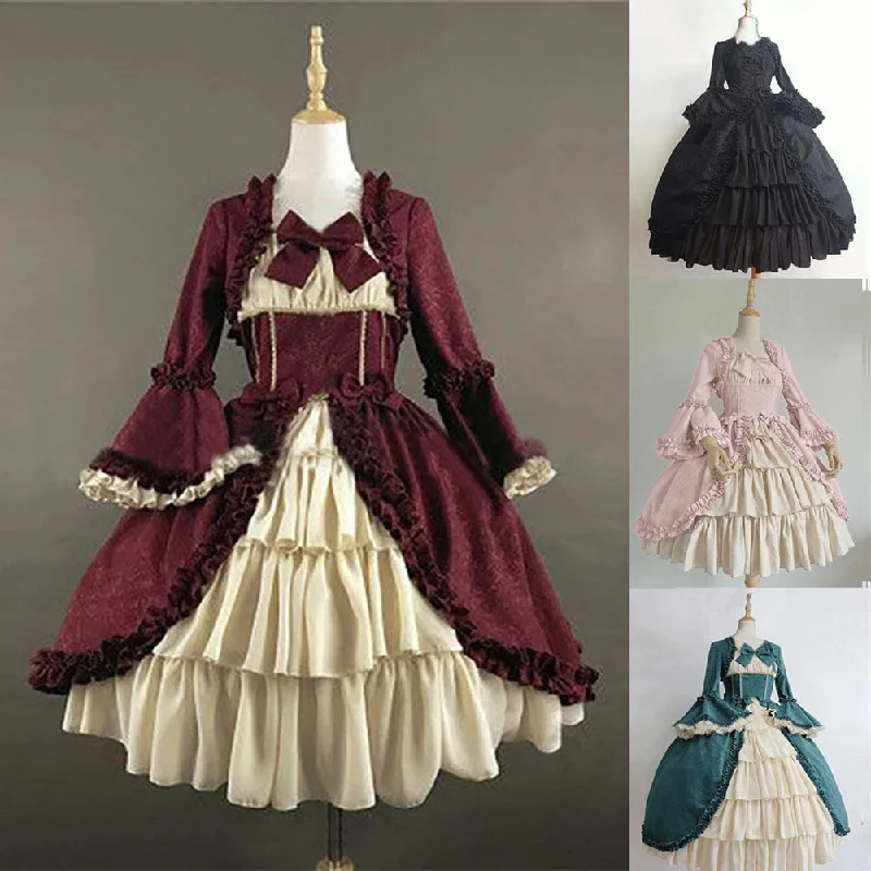 Medieval Retro Gothic Court Dress Cinched Dresses