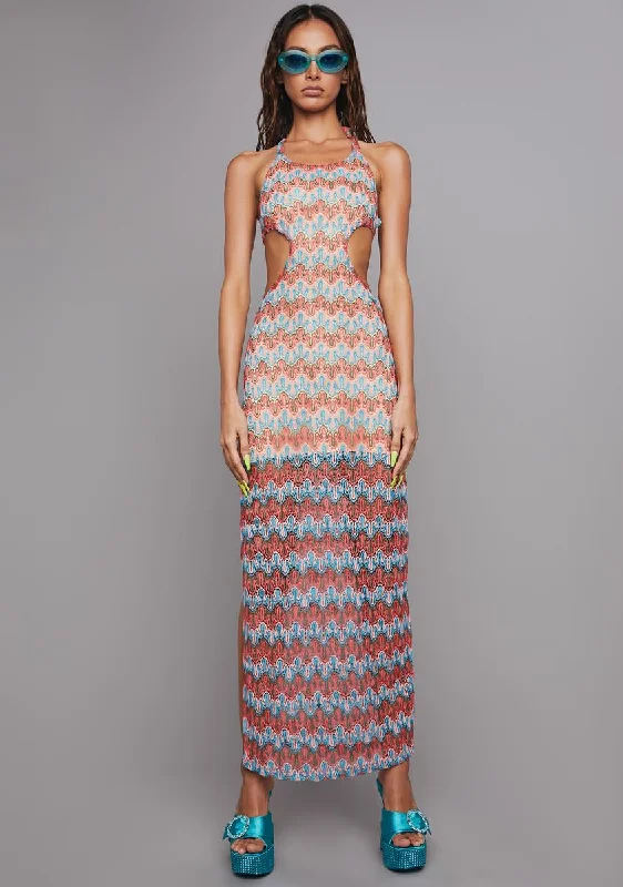 Sunset Splash Crochet Maxi Dress