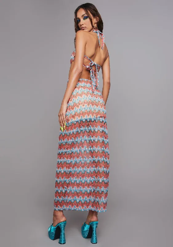 Sunset Splash Crochet Maxi Dress