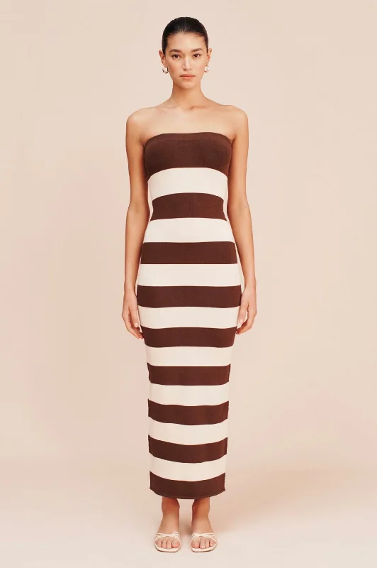 Theo Strapless Dress in Chocolate Cream