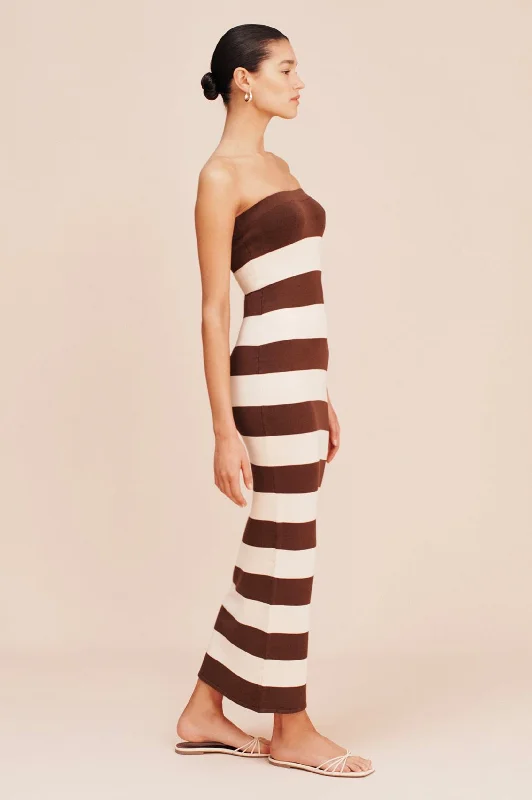 Theo Strapless Dress in Chocolate Cream