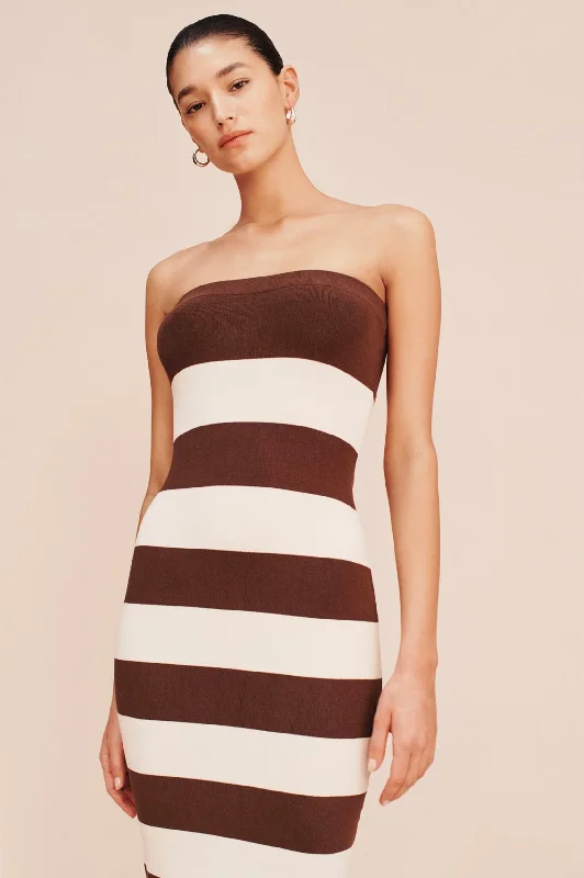 Theo Strapless Dress in Chocolate Cream