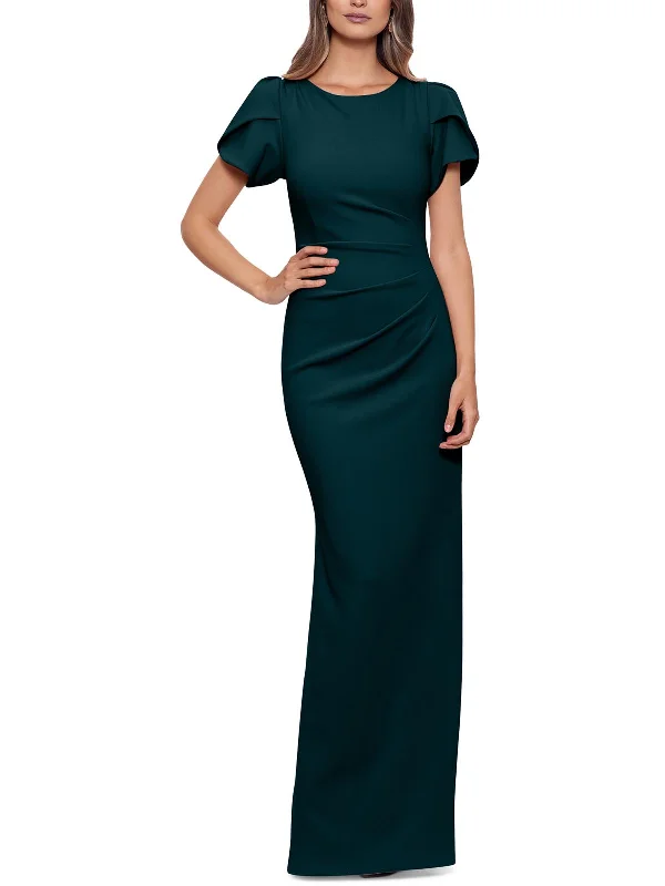 Womens Ruched Pleated Evening Dress