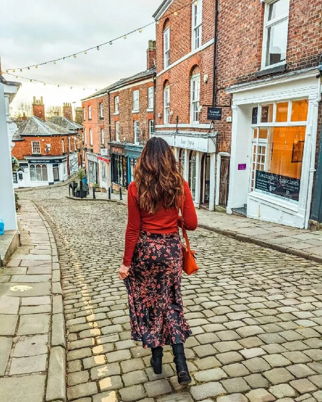 Black Floral Satin Midi Skirt