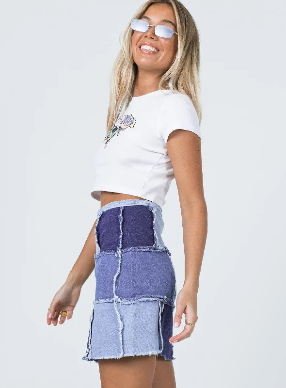 Catherine Patchwork Mini Skirt Denim