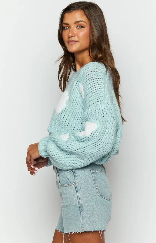 Cloudy Cloud Blue Knit Sweater